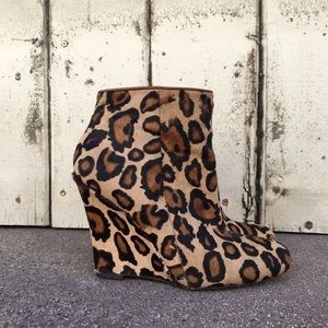 Sam Edelman calf hair LEOPARD PRINT wedge booties